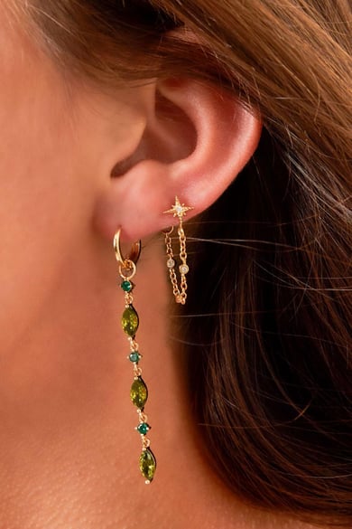 Boucles d'oreilles chaîne étoile - Collection Sparkle Cuivré h5 Image2